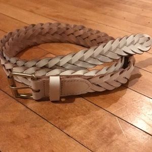 J.Crew white leather braided belt OS